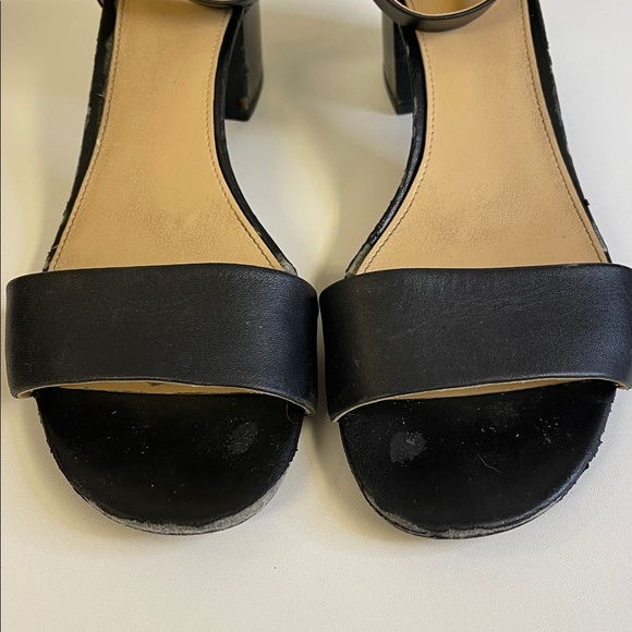Michael Kors Black Leather Block Heel Sandals 9.5 - Picture 2 of 6